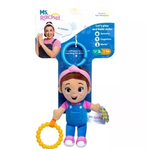 Ms Rachel Other - Ms. Rachel Sensory Take Along Toy Doll Plush Baby Rattle & Clip NEW!